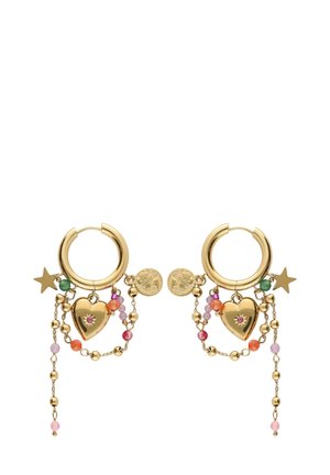 WITH HEART BEADED CORDS - Oorbellen - goudkleurig