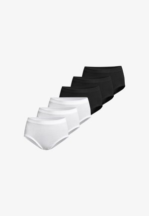 Fünferpack Baumwollslips in Weiß und Schwarz. Mittelhoher Bund mit glattem Taillenbund und nahtlos ohne sichtbare Nähte. Klassische Form und Passform.