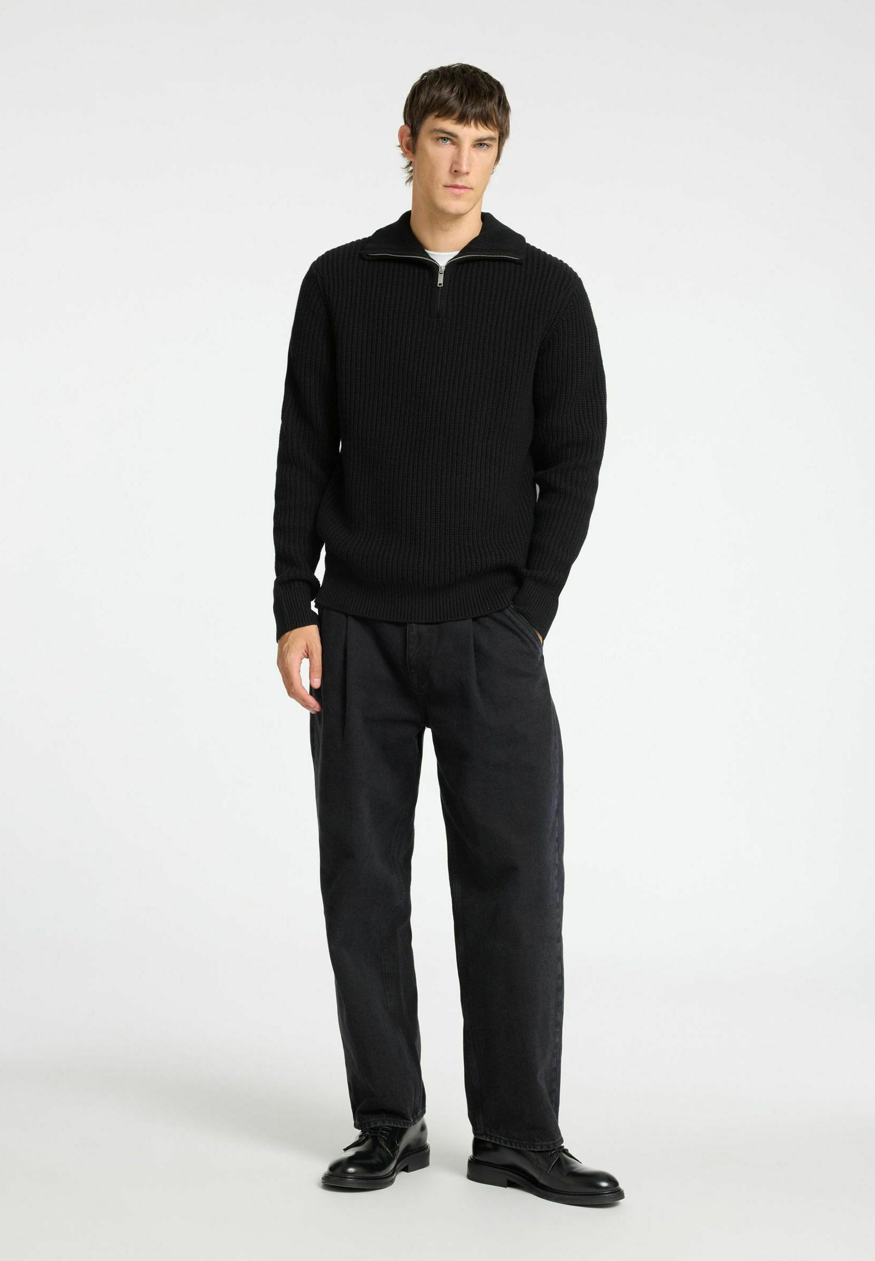 Selected Homme HALF-ZIP - Pullover - black/noir - ZALANDO.FR