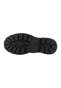 Sole in gomma nera con motivo di trazione texturizzato, caratterizzato da profonde scanalature e un'impressione del logo. Progettata per aderenza e durata.