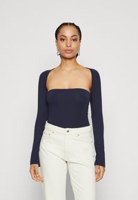 Gina Tricot SOFT TOUCH SQUARE NECK TOP - Top dugih rukava - black iris