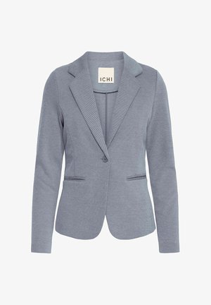 Sivi blejzer s prilagođenim krojem, reverima i dva prednja džepa. Izrađen od teksturiranog materijala, s jednim dugmetom za zatvaranje.