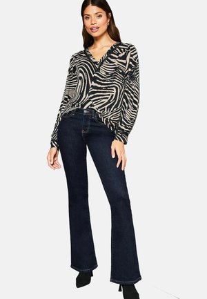 REGULAR FIT - V NECK - Blúzka - black white print