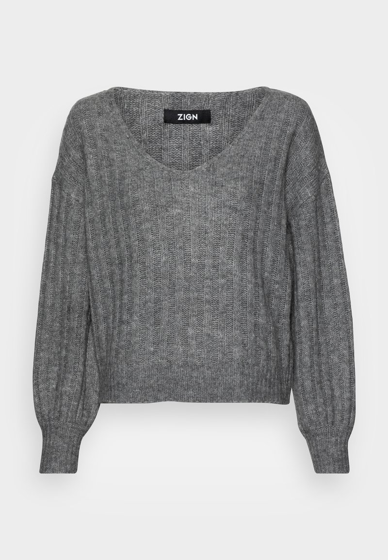 Zign Stickad tröja - mottled grey