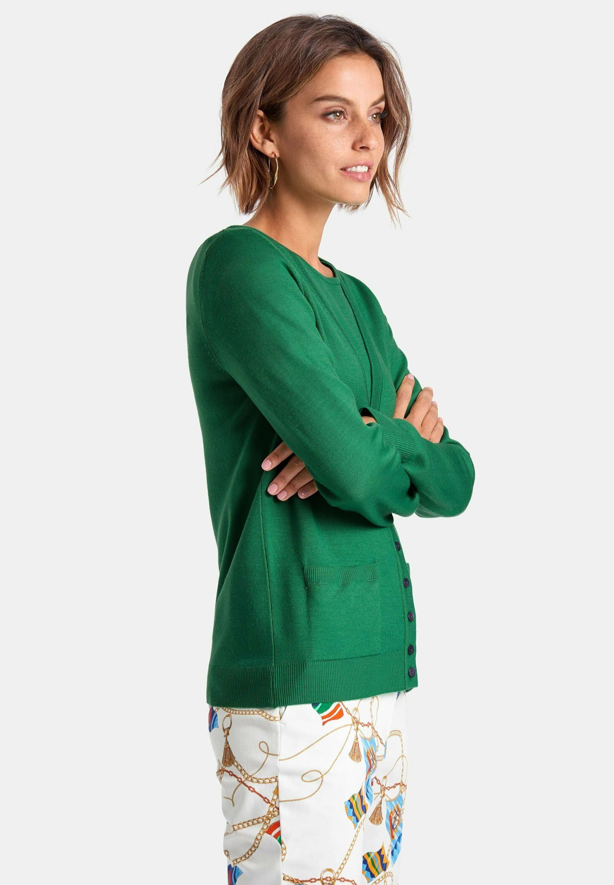 PETER HAHN TWINSET MIT 1/2-ARM-PULLOVER - Vest - moosgruen/groen -  Zalando.nl