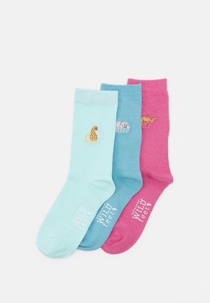 EMBROIDERED SOCKS SAFARI 3 PACK - Socks - mottled teal