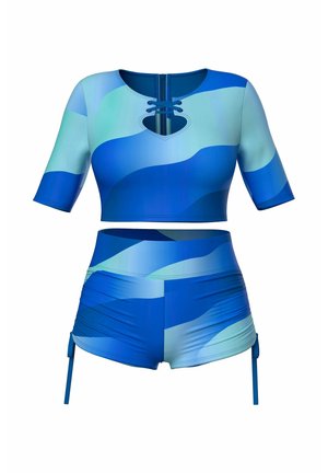 Ulla Popken, OMBRE WAVE SHORT SLEEVE TWO PIECE BIKINI SET - Bikinier - royal blue