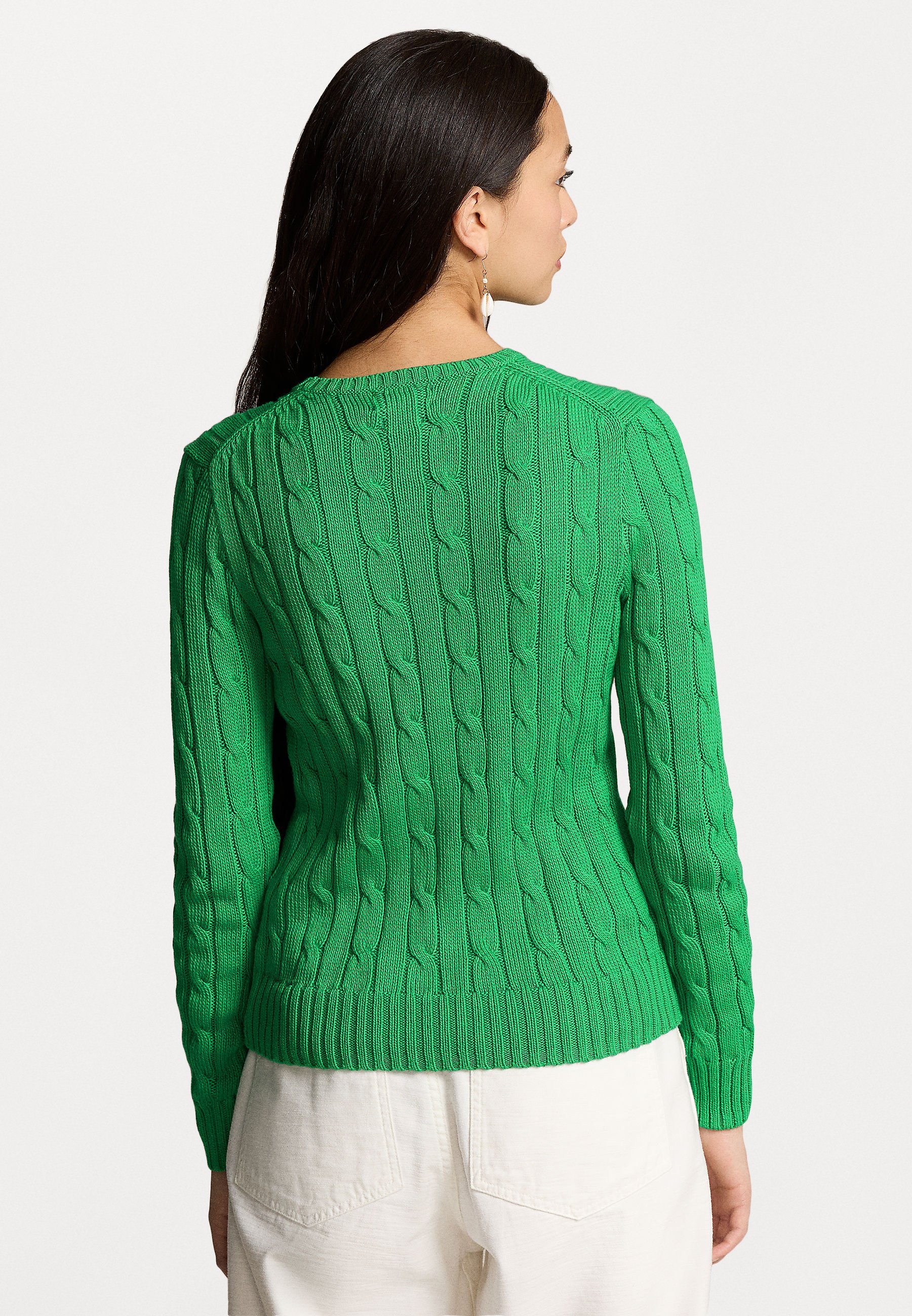 ★★POLO RALPH LAUREN★★ Cable Knit Cotton Sweater Green MN POLO RALPH LAUREN CABLE-KNIT COTTON SWEATER | Emerald green