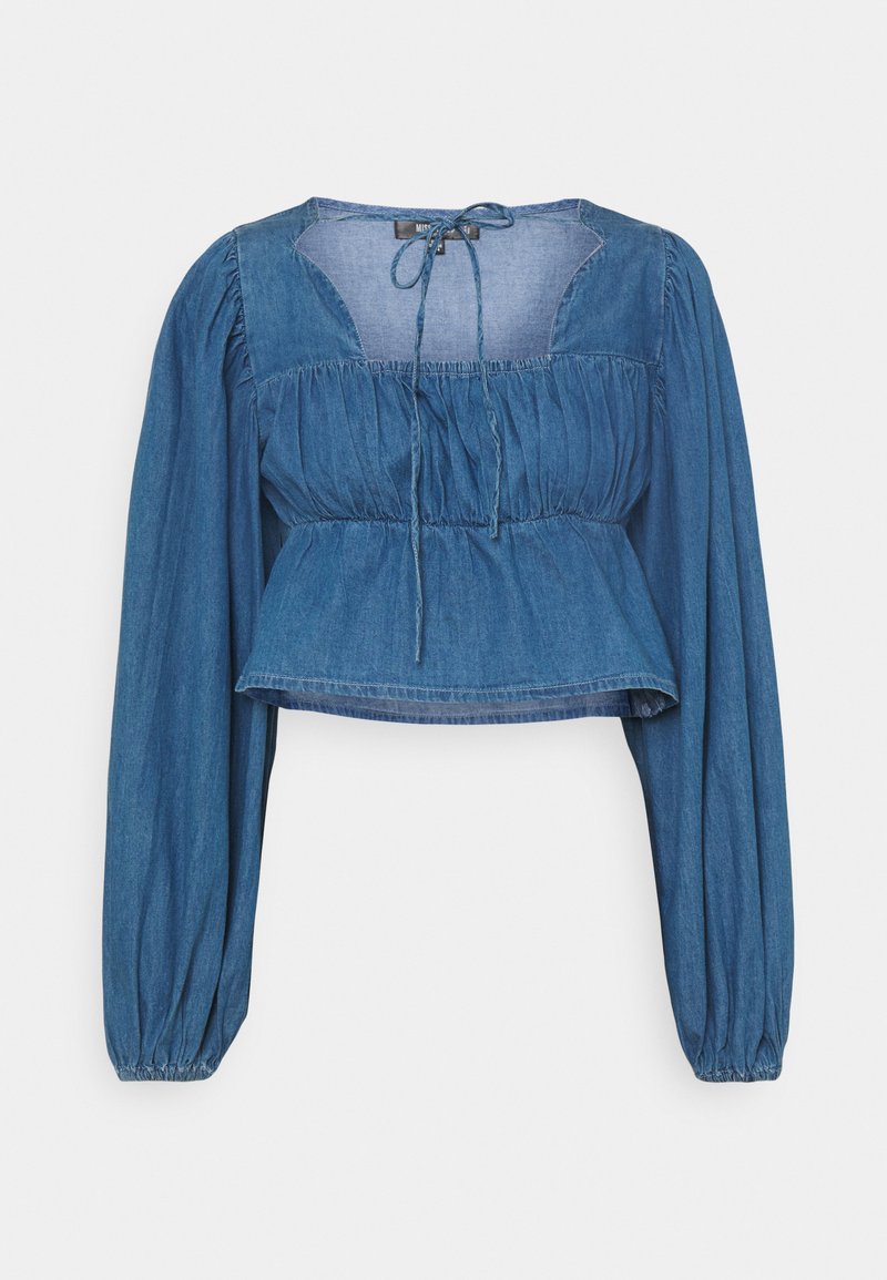 Missguided Petite Overhemdblouse blauw denim/bluedenim