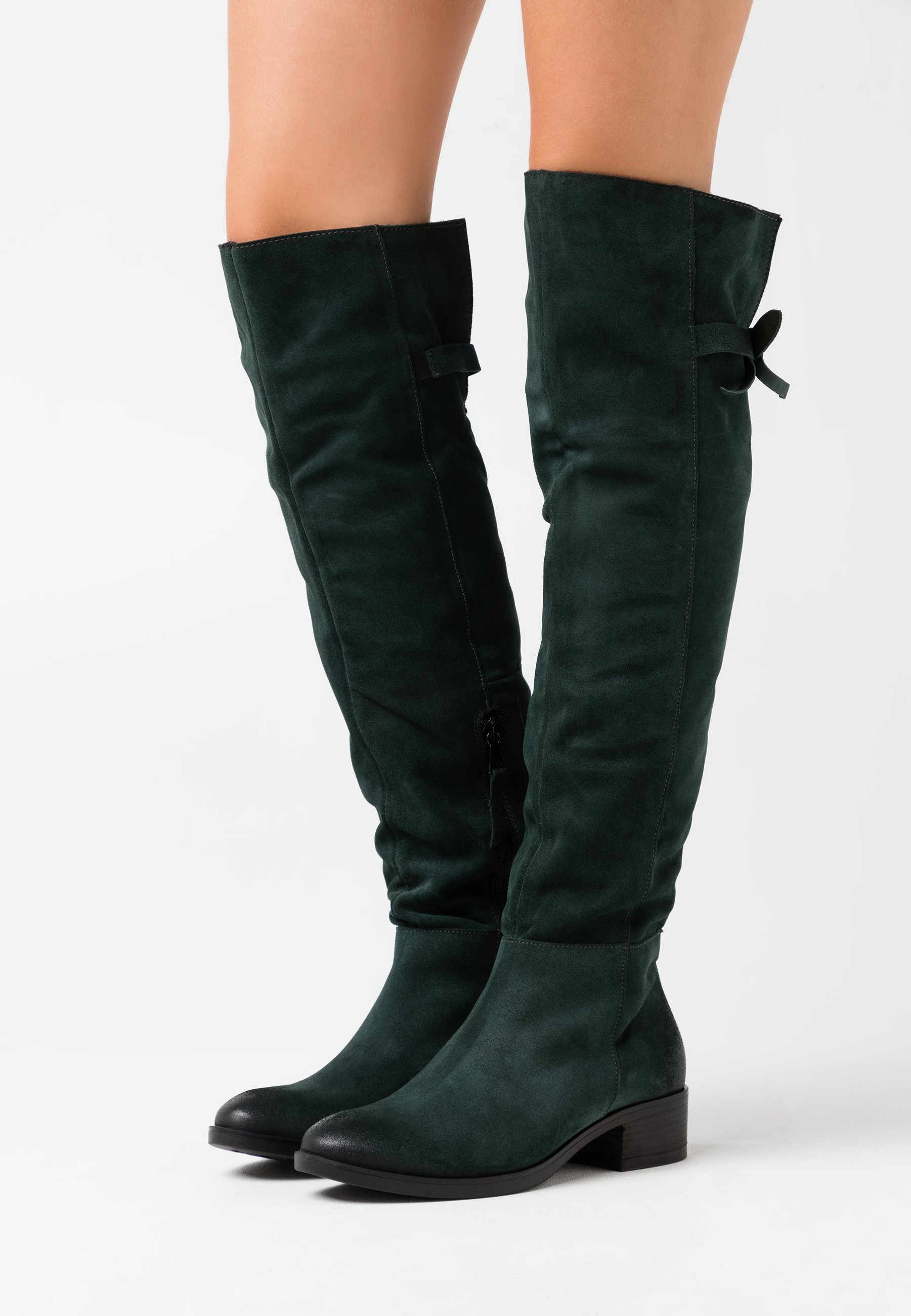 teal knee high boots