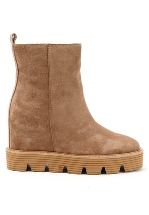 Stivaletti Donna Beige Alti in Camoscio con Zeppa Interna Made in Italy - Calzature