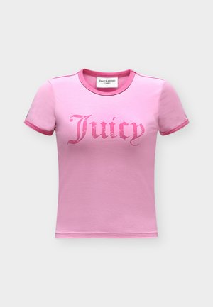 Juicy Couture, JUICY CONTRAST RINGER - Тениска с щампа - begonia pink