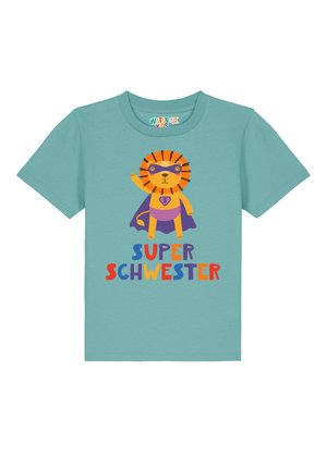 LÖWE SUPERSCHWESTER - Print T-shirt - teal monstera