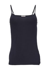 Navy blauwe cami-top met verstelbare spaghettibandjes, gemaakt van een zachte katoenmix, met een slim-fit ontwerp en een gladde textuur.