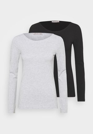 2 PACK - Topper langermet - black/mottled grey