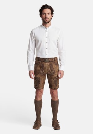 Spieth & Wensky NERCEL - Pantalón de cuero - beige