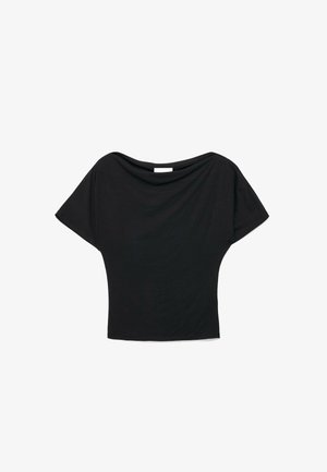 NA-KD, BOAT NECK T-SHIRT - Camiseta básica - black