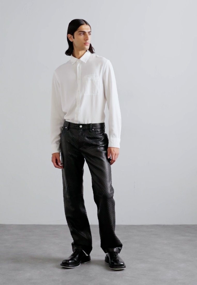 Helmut Lang WORKER - Leather trousers - black - Zalando.co.uk