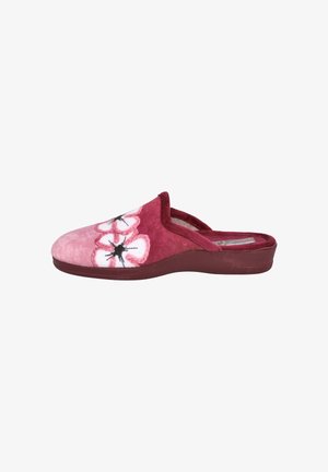 Zapatilla de casa rosa para mujer, con bordado floral, parte superior de tela suave y suela acolchada para mayor confort en interiores.