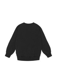 Felpa nera con maniche lunghe, scollatura rotonda e polsini e orlo a costine. Realizzata in materiale morbido con una texture liscia.