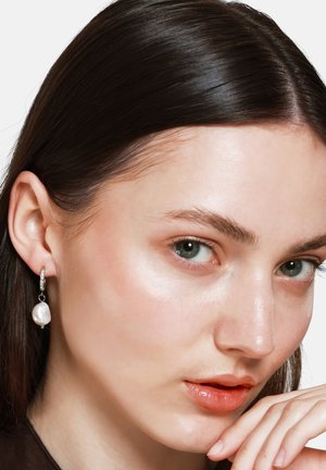 PERLE HILAR POLIERT MIT STEINEN  - Earrings - silberfarben poliert