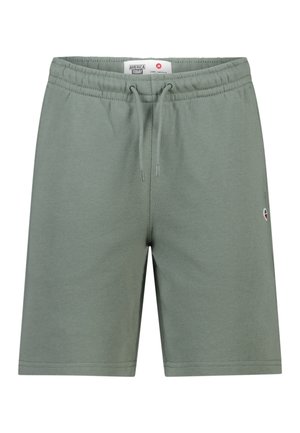 Lichtgroene shorts met elastische taille, verstelbaar trekkoord en klein logo op de linker dij.
