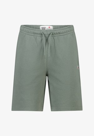 Lichtgroene shorts met elastische taille, verstelbaar trekkoord en klein logo op de linker dij.