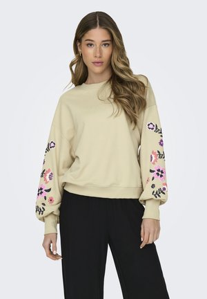 ONLY, ONLBROOKE L/S O-NECK FLOWER SWT NOOS - Sudadera - pale khaki