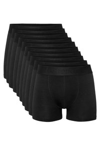 Boxer in cotone nero con elastico in vita e logo stampato. Set di dieci, texture liscia, progettati per comfort e vestibilità.