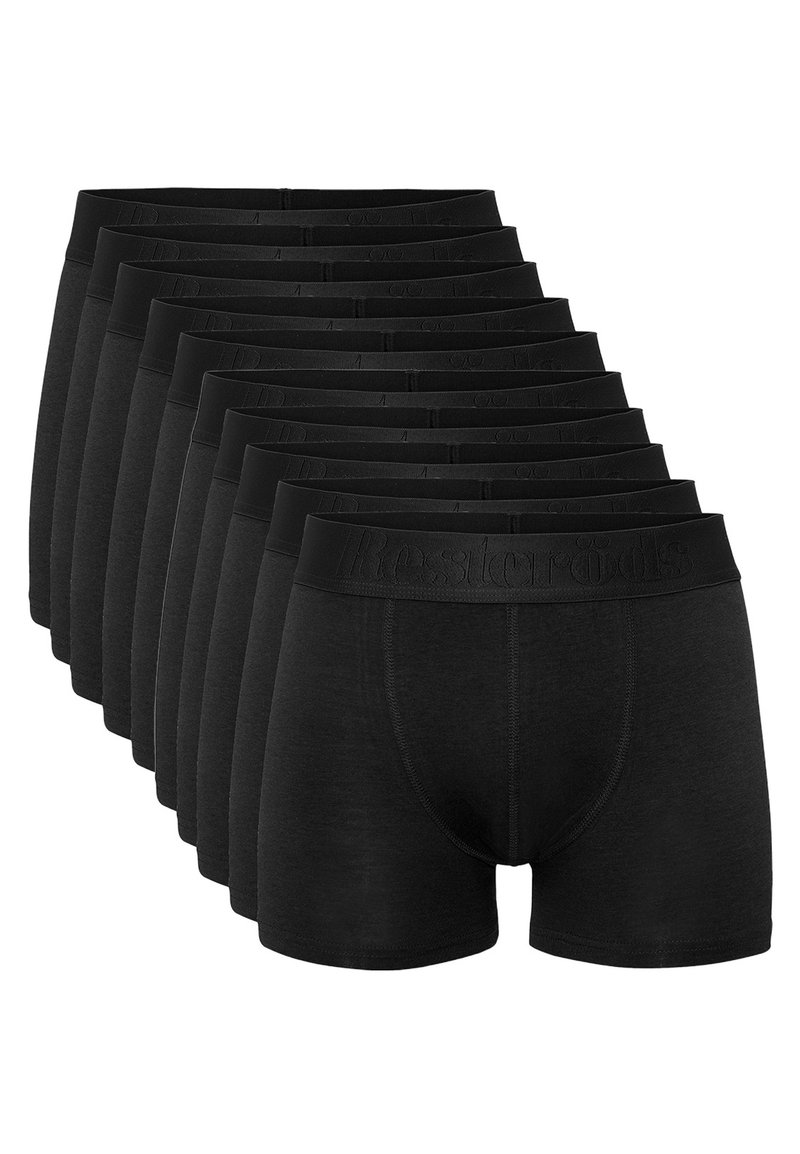 Boxer in cotone nero con elastico in vita e logo stampato. Set di dieci, texture liscia, progettati per comfort e vestibilità.