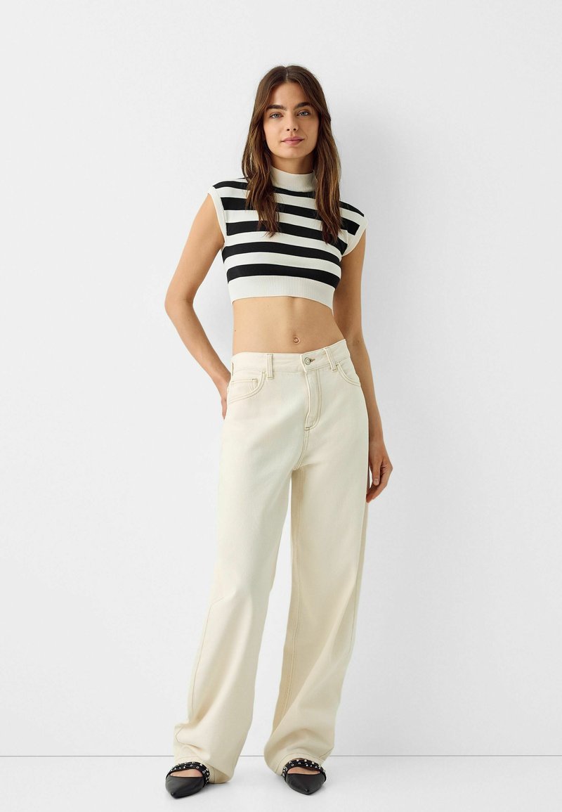 Bershka T-shirt print beige