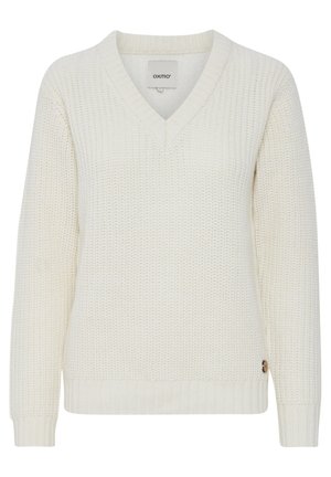 Oxmo, OXNANNY HEAVY KNIT V-NECK - Trui - cloud dancer