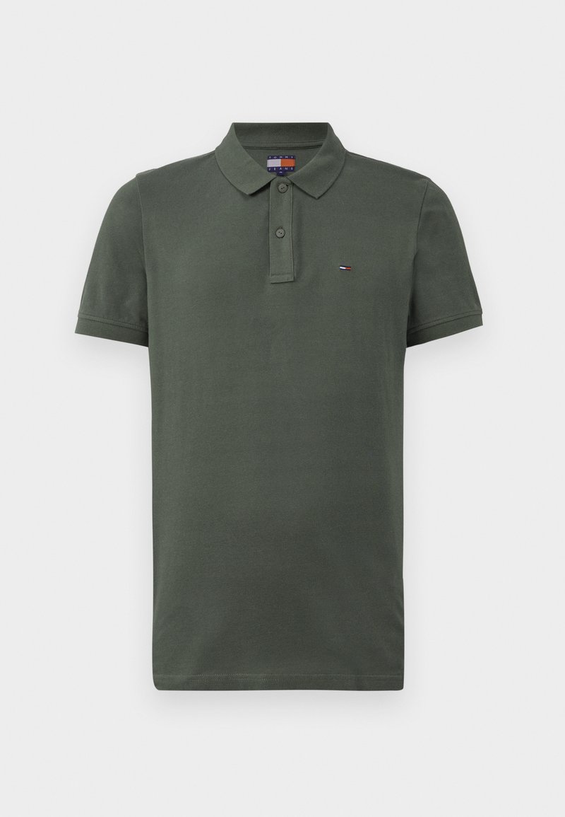 Donkergroen polo-shirt van katoen, met een klassieke kraag, korte mouwen en een klein geborduurd logo op de linkerkant van de borst.