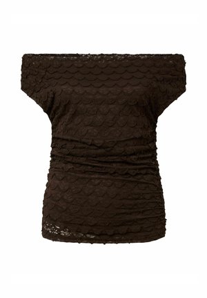 YAS, OFF SHOULDER TOP YASKATANA - T-shirt imprimé - coffee bean