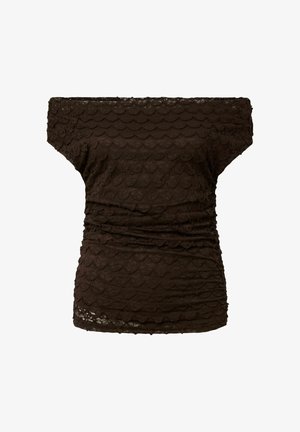 YAS, OFF SHOULDER TOP YASKATANA - T-shirt con stampa - coffee bean