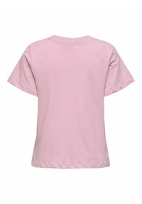 T-shirt court en coton rose avec col rond, manches courtes et coupe décontractée. Le tissu semble lisse, sans motifs ni accents visibles.