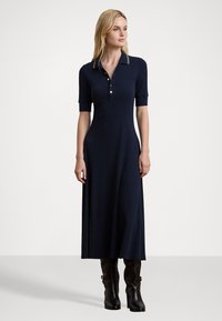 Lauren Ralph Lauren Petite COTTON BLEND POLO DRESS - Jerseyklänning - navy/relic gold