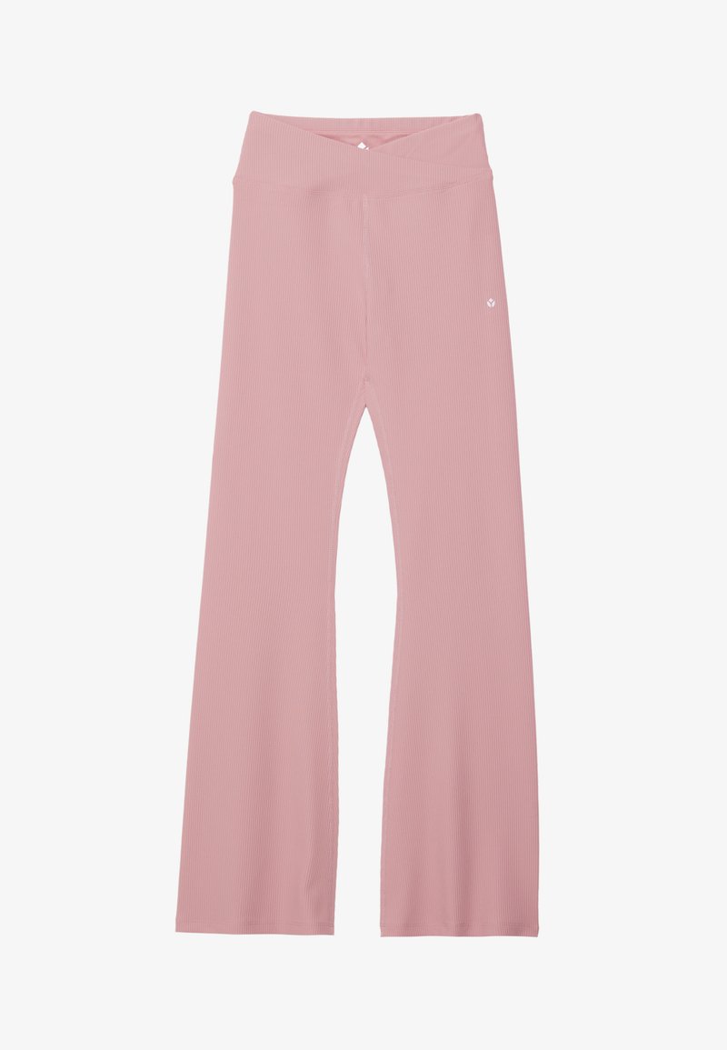 Heledat roosad soonikkoega retuusid, millel on laiad eesmised säärised, risti üle käivate vöökohtadega ja esiküljel minimaalne kaubamärgistus.