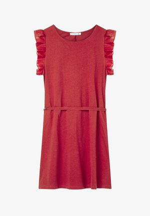 Terranova, CINTINA CON BALZE - Vestito di maglina - rosso scuro