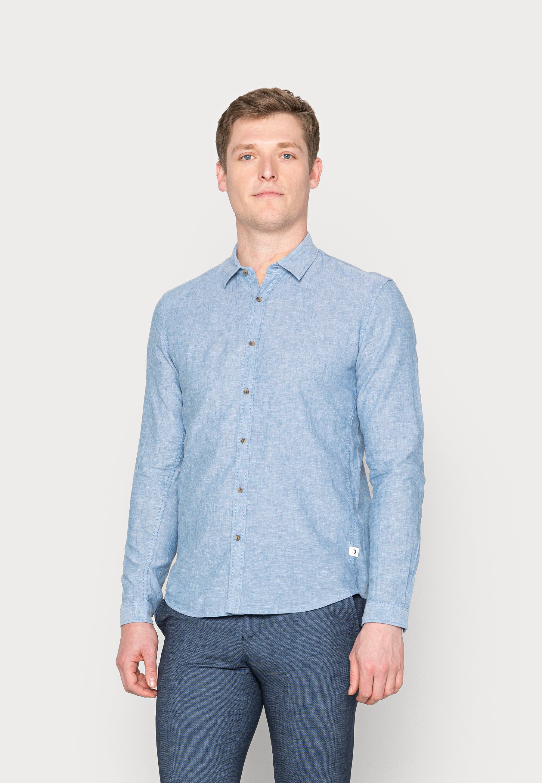 dark denim fitted shirt