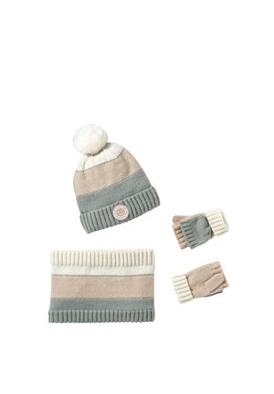 Vertbaudet, VERTBAUDET MÄDCHEN-SET: MÜTZE, RUNDSCHAL & 2-IN-1-HANDSCHUHE, COLORBLOCK - Schal - aqua