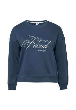 Granatowa bluza z długim rękawem z białym napisem w stylu pisma „You've got a Friend in me” oraz małymi serduszkami na przodzie.