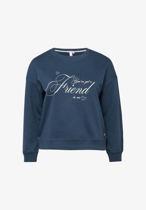 Granatowa bluza z długim rękawem z białym napisem w stylu pisma „You've got a Friend in me” oraz małymi serduszkami na przodzie.