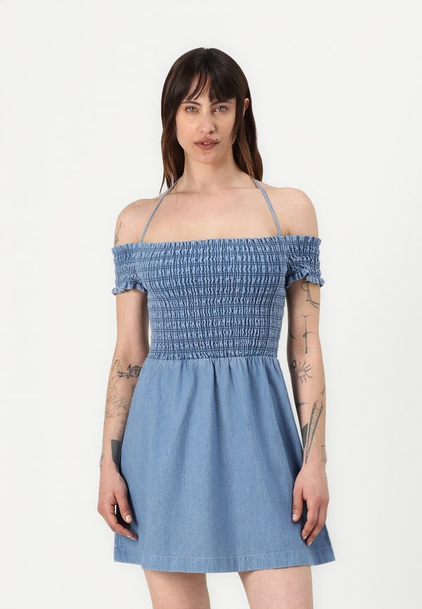 FIT AND FLARE DRESS - Denim dress - denim medium