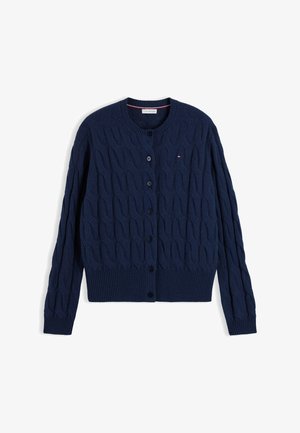 Tommy Hilfiger, PURE WOOL CABLE KNIT SLIM CARDIGAN - Жилетка - dark blue