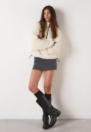 SHEARLING WITH ZIP AND ADJUSTABLE HEM - Flísová bunda - beige