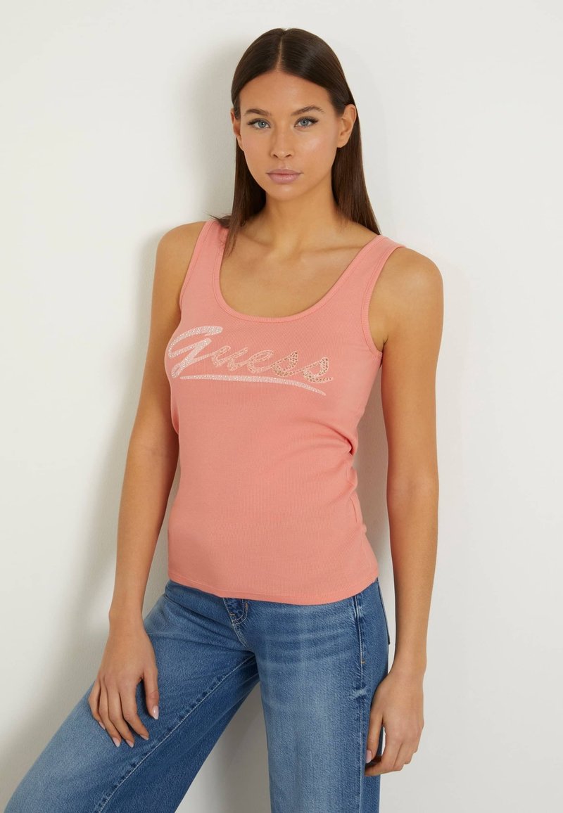Guess LOGO TANK - Top - korallenrot