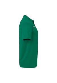 Grøn polo-shirt med krave, korte ærmer og lige snit. Lavet af blødt stof, har et diskret design og logo-detaljer.