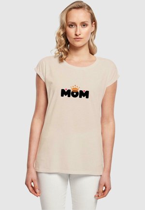 Merchcode MOTHERS DAY QUEEN MOM - T-shirts med print - white/sand