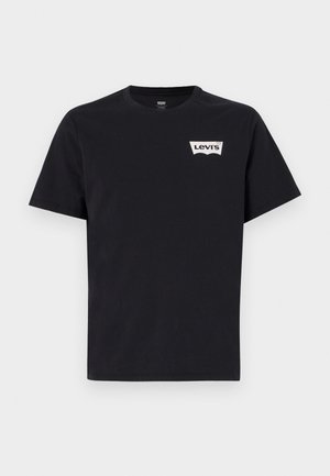 Sort bomulds t-shirt med korte ærmer, rund halsudskæring og et lille hvidt Levi's-logo på venstre forsides. 